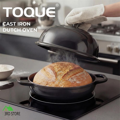 Toque Enamelled Cast Iron Dutch Oven Pot Sourdough Bread Baking Kitchen 24cm