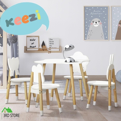 Keezi 5 Piece Kids Table and Chairs Set Children Activity Study Play Desk