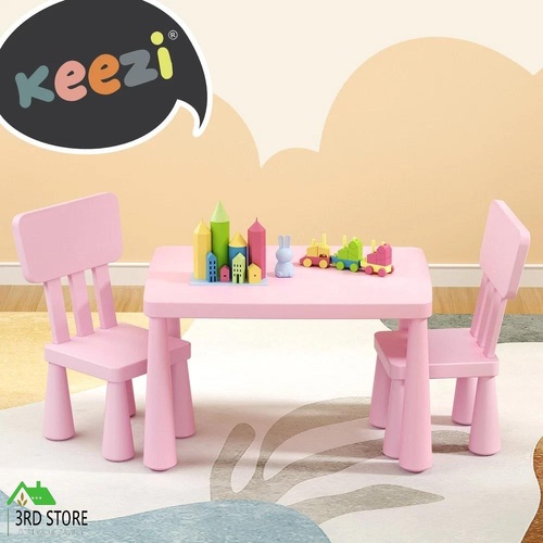 Keezi Kids Table and Chairs Set Toddler Play Activity Study Desk PP Pink 3PCS
