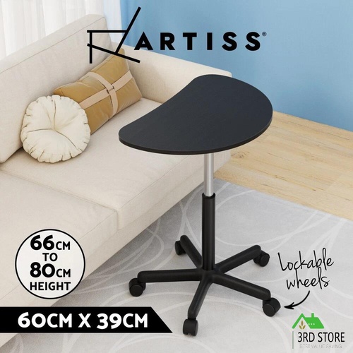Artiss Laptop Desk Portable Height Adjustable Table Caster Wheels 60CM Black