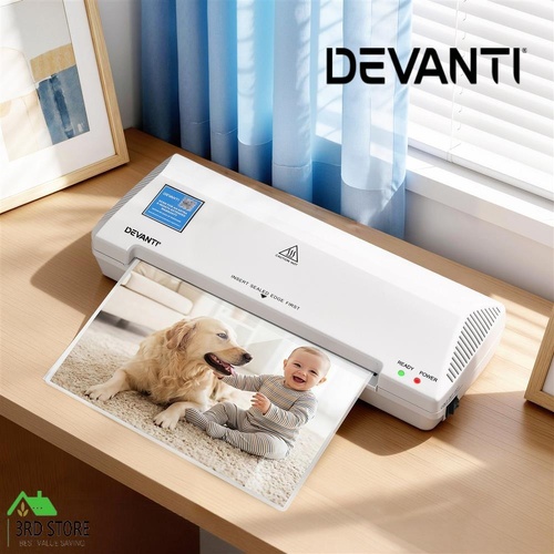 Devanti A4 Laminator Machine for Document Photo Card Handmade A4 A5 A6 White