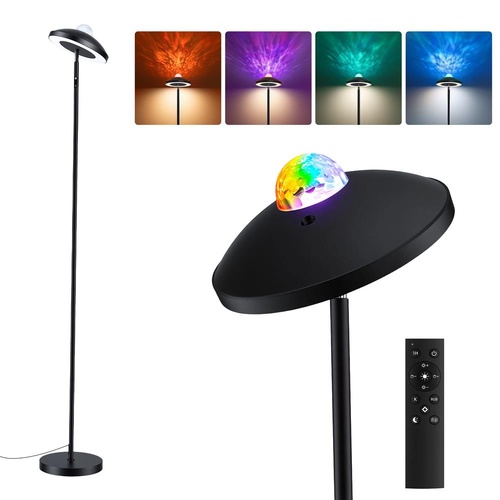 Artiss 2-in-1 LED Floor Lamp with Galaxy Projector &Remote, 178cm Tall Torchiere Standing Light with Dynamic RGB Aurora Stepless 4 Colour Temperatures