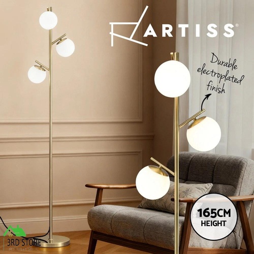 RETURNs Artiss 3-Light Tree Floor Lamp 165cm Tall Standing Light with Sphere Glass Shades for Modern Homes