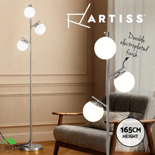 Artiss 3-Light Tree Floor Lamp 165cm Tall Standing Light with Sphere Glass Shades for Modern Homes