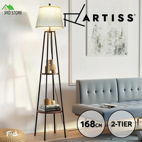 Artiss Floor Lamp Shelf Stand Modern LED Storage Shelves Living Room Light