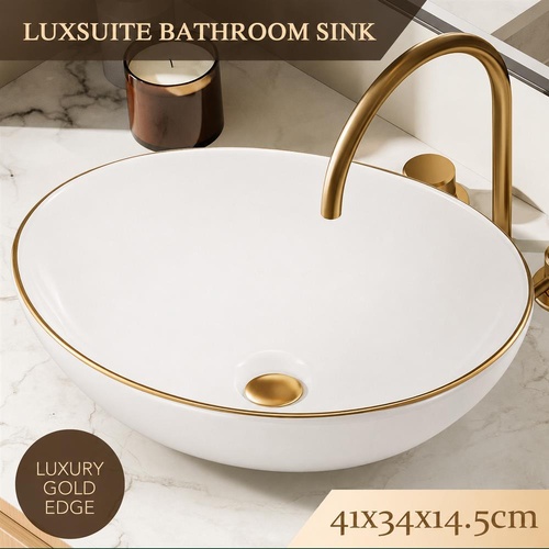 Bathroom Ceramic Basin Countertop Vanity Washing Sink Bowl Above Counter White