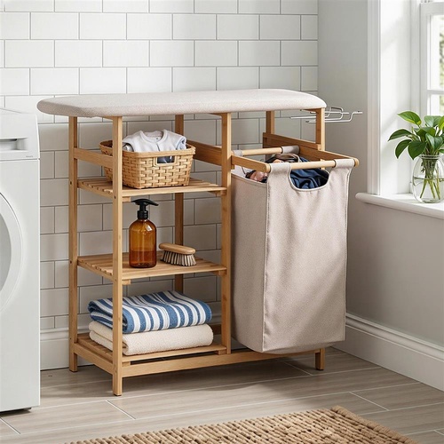 Artiss Laundry Basket Hamper with Ironing Board Bamboo