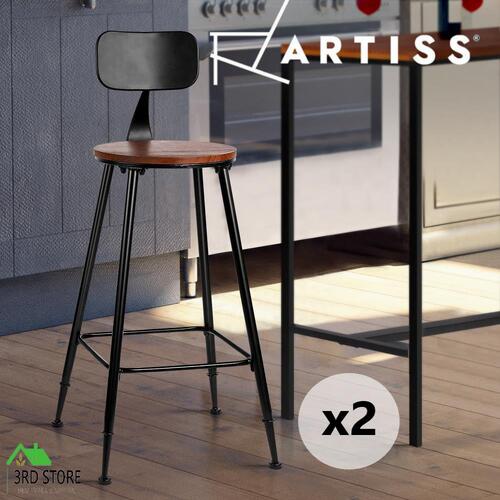 Artiss 2x Vintage Industrial Bar Stool Retro Barstools Dining Chairs Kitchen