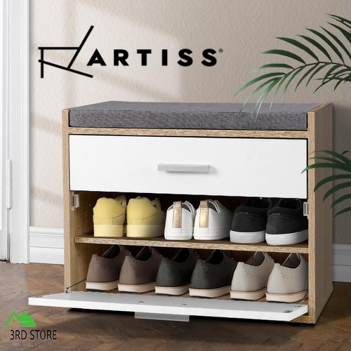 Artiss Shoe Cabinet Bench Shoes Storage Organiser Rack Fabric Wooden Cupboard
