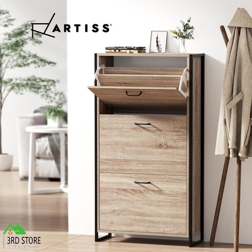 Artiss Shoe Cabinet Shoes Storage Rack Wooden Organiser 24 Pairs Shelf Cupboard