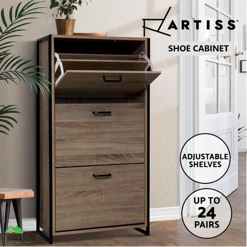 Artiss Shoe Cabinet Shoes Storage Rack Wooden Organiser 24 Pairs Shelf Cupboard