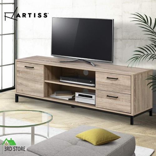 Artiss TV Cabinet Entertainment Unit Stand Industrial Wooden Metal Frame 132cm Oak