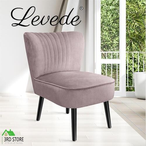 Levede Accent Chair Velvet Sofa Single Seater Lounge Shell Scallop Home Pink
