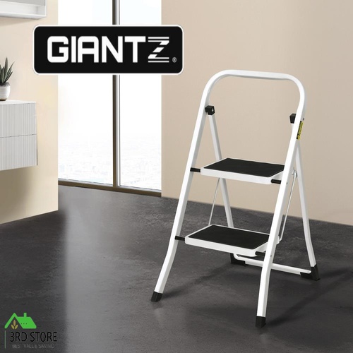 Giantz 2 Step Ladder Multi-Purpose Folding Steel Light Weight Platform