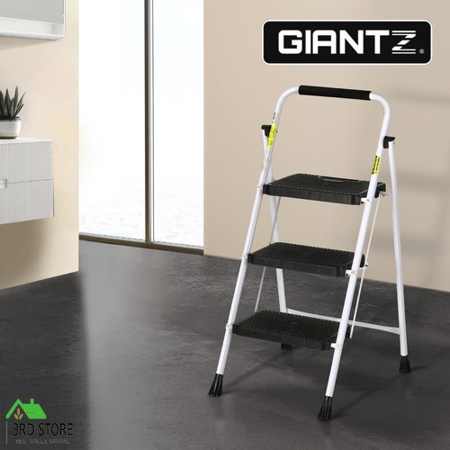Giantz 3 Step Ladder Multi-Purpose Folding Steel Light Weight Platform