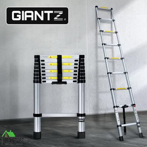 Giantz 2.6M Telescopic Ladder Aluminium Extension Extendable Steps Adjustable Height