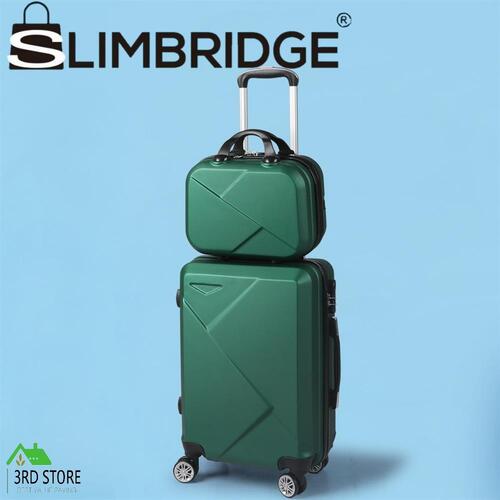 Slimbridge 2pcs 20" Travel Luggage Set Baggage Carry On Suitcase Bag Green TSA