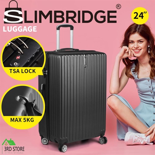 24" Slimbridge Luggage Suitcase Code Lock Hard Shell Travel Carry Bag Trolley