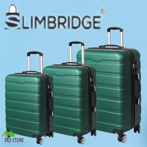Slimbridge Luggage Suitcase Trolley 3Pcs set 20 24 28 Travel Packing Lock Green
