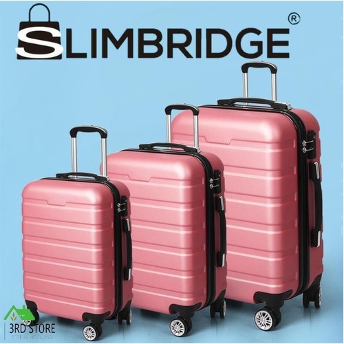 Slimbridge Luggage Suitcase Trolley 3Pcs set 20 24 28 Travel Packing Rose Gold
