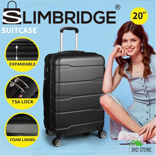Slimbridge 20" Expandable Luggage Travel Suitcase Trolley Case Hard Set Black