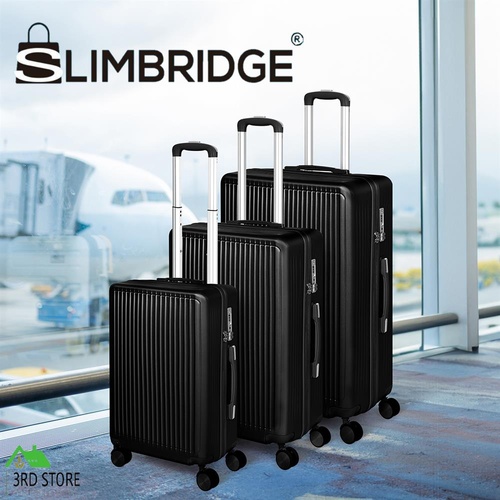Slimbridge Luggage Suitcase Trolley Set Travel Lightweight 3pc 20"+24"+28" Black