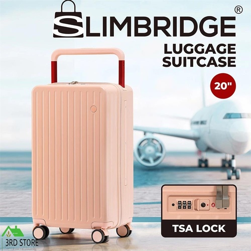 Slimbridge 20" Pink Luggage Trolley Carry On Suitcase TSA Hard Case Wide Handle