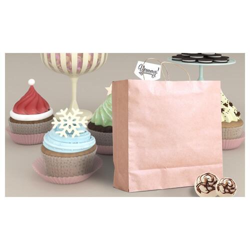 50 Pcs Eco Friendly Recyclable Brown Paper Gift Bag with Handles in Size 3
