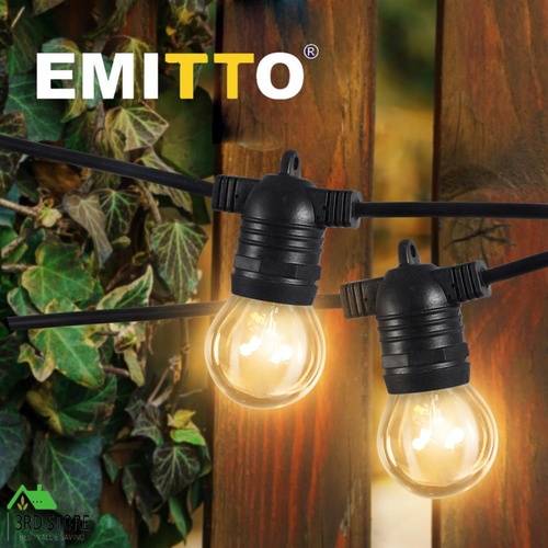 EMITTO 10M Festoon String Lights Christmas Wedding Party Waterproof Outdoor