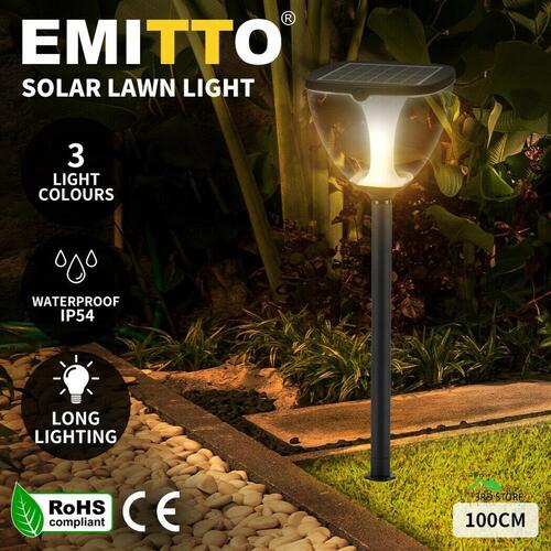 EMITTO Solar Powered LED Garden Light Pathway Landscape Lawn Lamp Patio 100cm