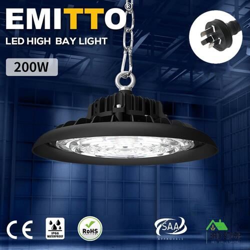 EMITTO UFO High Bay LED Lights 200W Workshop Lamp Industrial Shed Warehouse
