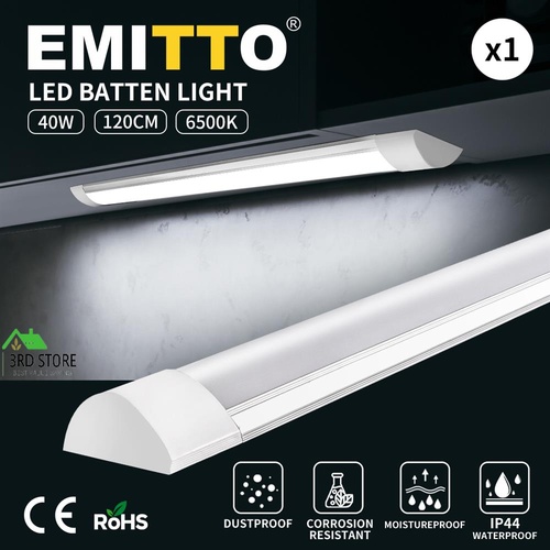 Emitto 1Pcs LED Slim Ceiling Batten Light Daylight 120cm Cool white 6500K 4FT