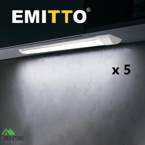 Emitto 5Pcs LED Slim Ceiling Batten Light Daylight 120cm Cool white 6500K 4FT
