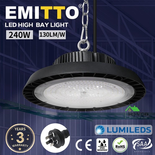 EMITTO UFO LED High Bay Lights 240W Warehouse Industrial Shed Factory Light Lamp