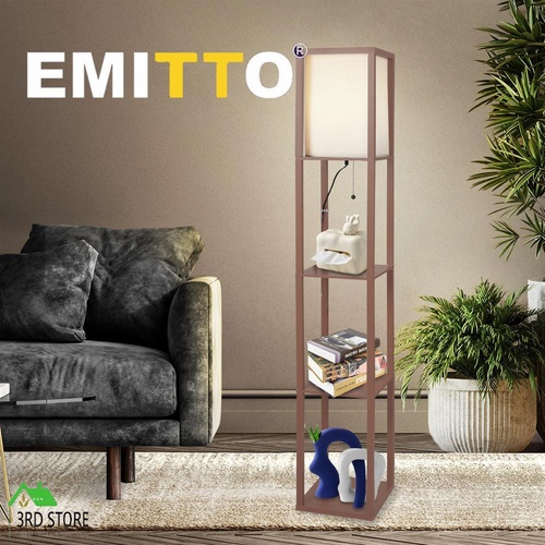 EMITTO LED Floor Lamp with Storage Shelf 3 Tier Standing Reading Corner Light