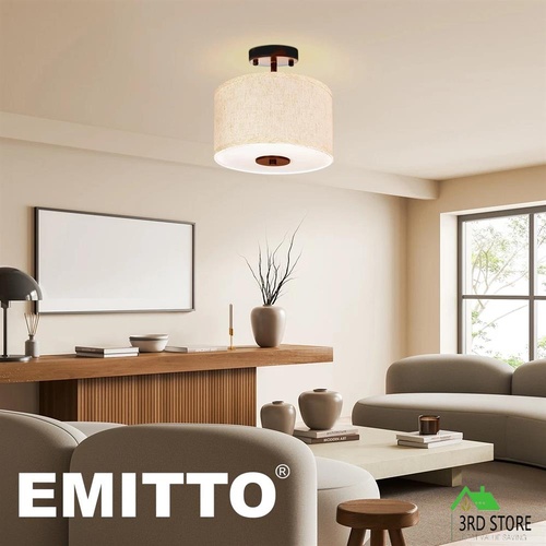 Emitto Ceiling Pendant Light 28cm Led Modern Lamp Home Lighting Linen Shade