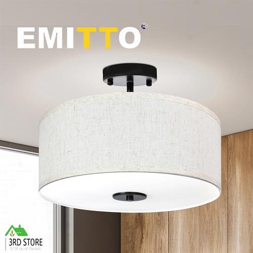 Emitto Ceiling Light Led Modern Pendant Lights Bedroom Lamp Linen Shade Flush
