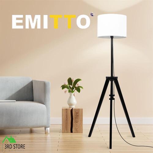 EMITTO Wooden Floor Lamp Modern Tripod Shaded Night Light Adjustable Home Decor