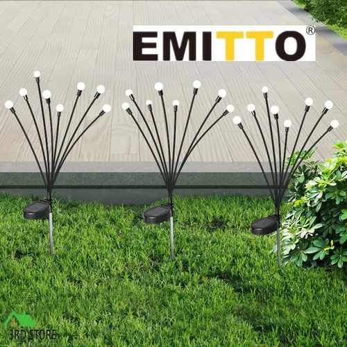 Emitto Firfly Solar Lawn Lights 8LED 4PC Outdoor Garden Path Swaying Waterproof