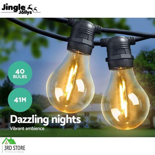 Jingle Jollys 41m Festoon String Lights Kit Wedding Party Waterproof Outdoor S14