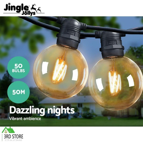Jingle Jollys 50pcs LED Festoon String Lights 50 Bulbs Kits Wedding Party Christmas