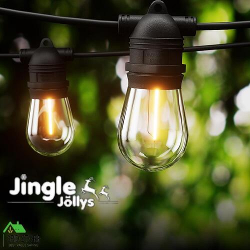 Jingle Jollys 14m Festoon Lights Christmas String Fairy Lights Outdoor Party