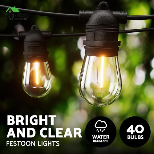 Jingle Jollys 41m Festoon Lights Christmas String Fairy Lights Party Outdoor