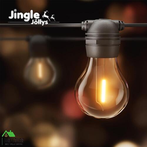 Jingle Jollys 17m Solar Festoon Lights LED String Light Outdoor Christmas
