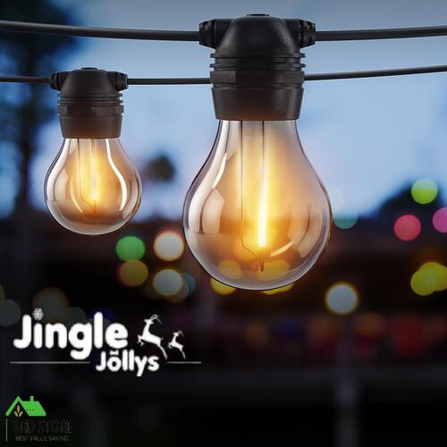 Jingle Jollys 23m Festoon Lights Solar LED String Light Outdoor Christmas Party