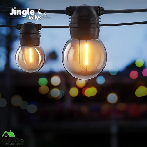 Jingle Jollys 23m Solar Festoon Lights LED String Light Outdoor Christmas