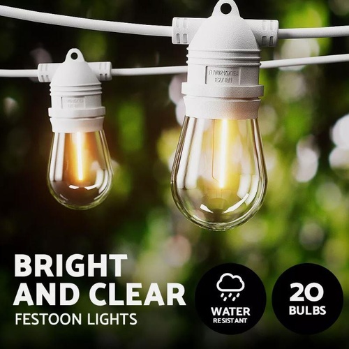 Jingle Jollys 23m LED Festoon Lights Outdoor String Fairy Lights Christmas Party