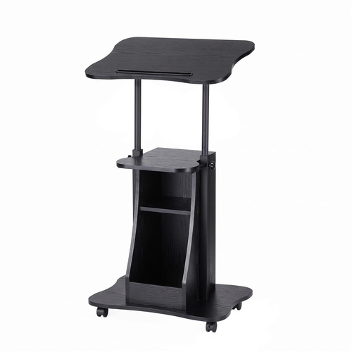Artiss Mobile Podium Stand with Lockable Wheels Height Adjustable Laptop Desk Black