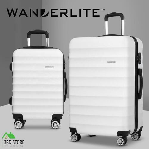Wanderlite Luggage Sets Travel Suitcases Set 2pc TSA Hard Case Free Scale