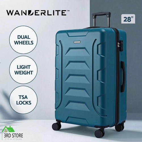 Wanderlite 28" Luggage Suitcase Trolley Travel TSA Lightweight Hard Case Teal